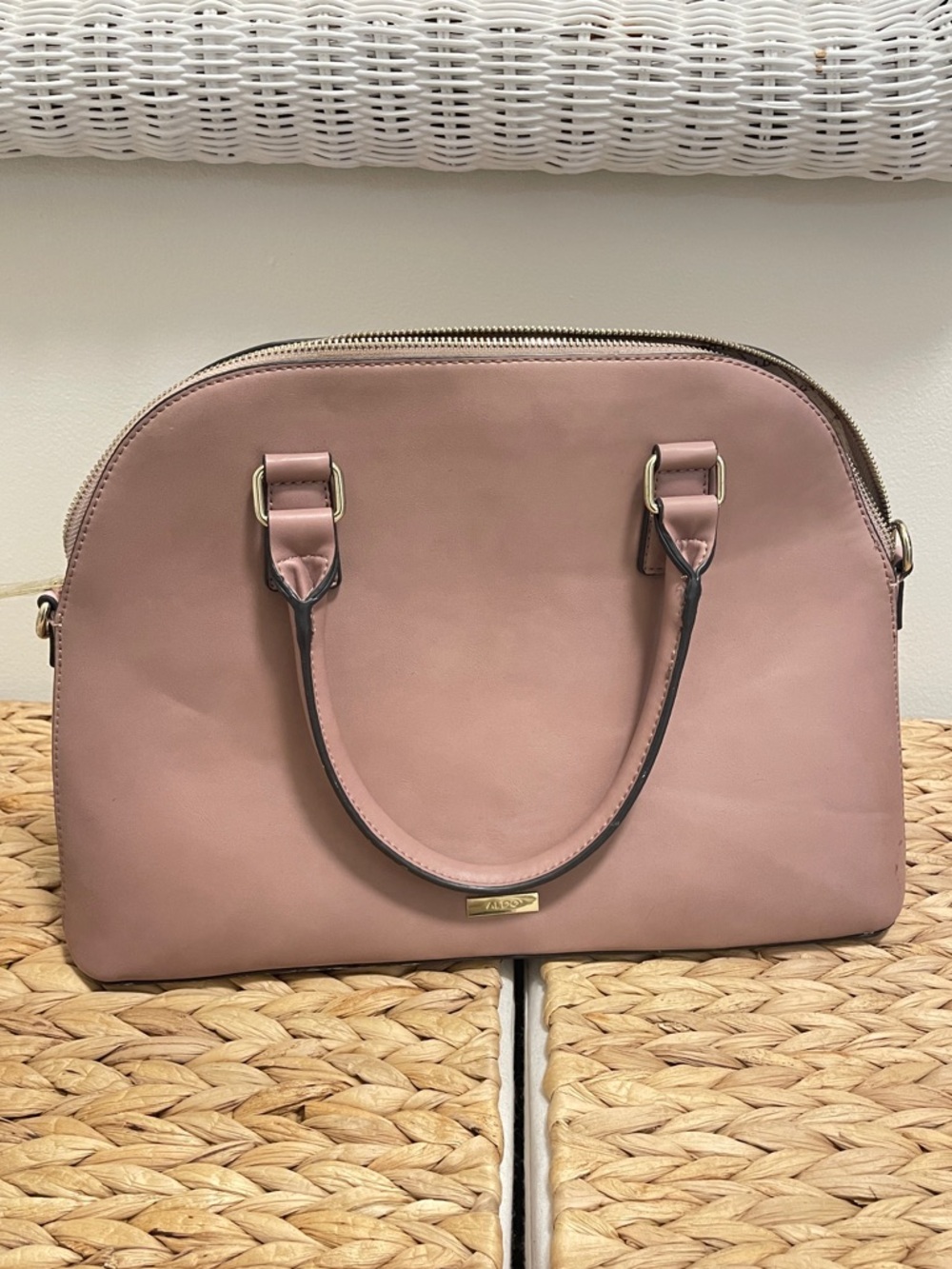 Aldo Blush Textured Dome Satchel with Gold Accents - Picture 4 of 5
